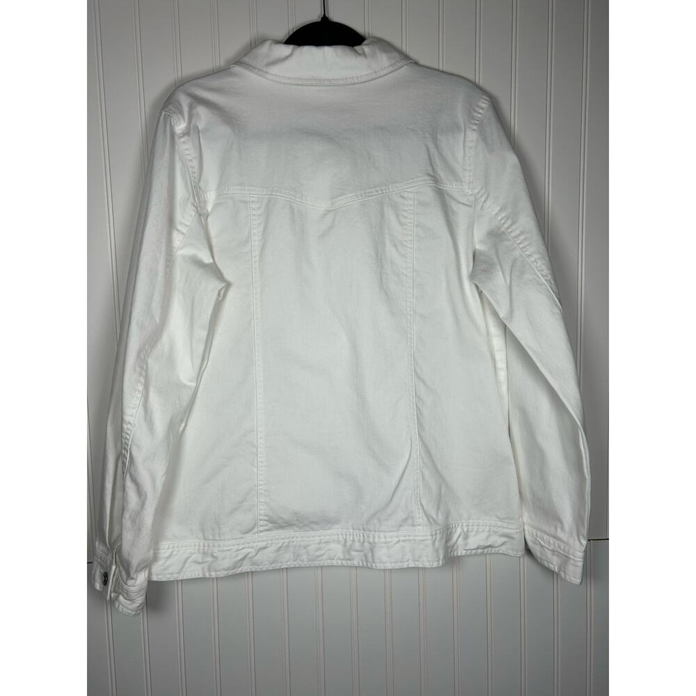 D & Co Denim Jacket White women’s Size L Long Sleeve Denim And Company NWOT - Picture 2 of 9